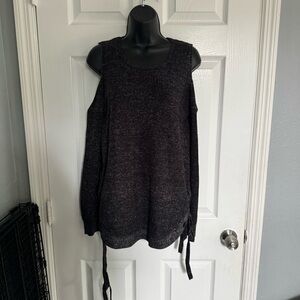 Love Scarlett open shoulder Charcoal knit Sweater - size M